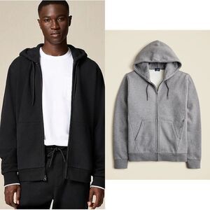 NWT J CREW Summit 11 oz. soft-knit fleece full-zip hoodie in grey